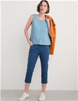 Seasalt Cornwall Cotton Rich Straight Leg Cropped Trousers Navy