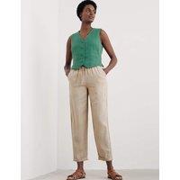 Pure Linen Tapered Cropped Trousers