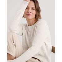 Seasalt Cornwall Pure Cotton Diamond Stitch Crew Neck Jumper Natural