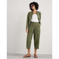 Pure Linen Straight Leg Cropped Trousers