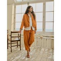 Pure Linen Relaxed Cropped Utility Jacket