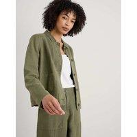 Pure Linen Relaxed Cropped Utility Jacket