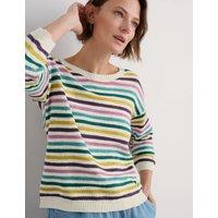 Cotton Rich Striped Jumper with Linen