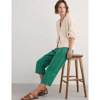 Pure Linen Straight Leg Cropped Trousers