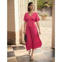 V-Neck Empire Line Midaxi Waisted Dress