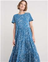 Pure Cotton Floral Midaxi Tiered Dress