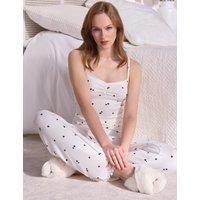 Ribbed Heart Print Pyjama Set