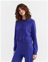 Chinti & Parker Wool Rich Crew Neck Cardigan with Cashmere Bright Yellow