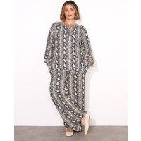 Animal Print Drawstring Wide Leg Trousers