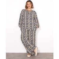 Animal Print Drawstring Wide Leg Trousers