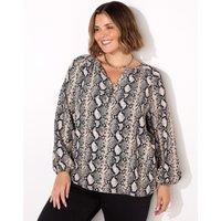 Animal Print V-Neck Button Through Blouse