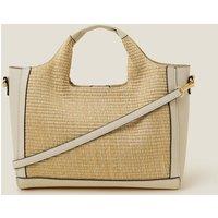 Faux Leather Woven Colour Block Grab Bag