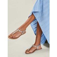 Embellished Ankle Strap Flat Sandals