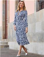 Jersey Jacquard Twist Front Midi Dress
