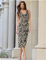 Floral Lace V-Neck Midi Column Dress