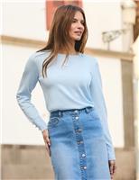 Crew Neck Button Detail Jumper