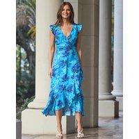 Floral Belted Midi Wrap Dress