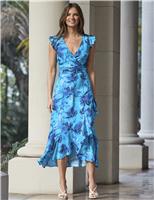 Floral Belted Midi Wrap Dress