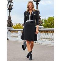 Collared Zip-Up Knee Length Skater Dress