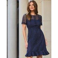 Lace Detail Knee Length Skater Dress
