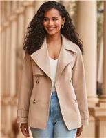 Belted Double Breasted Short Trench-Style Coat