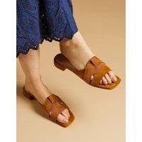 Jones Bootmaker Suede Block Heel Mules Tan