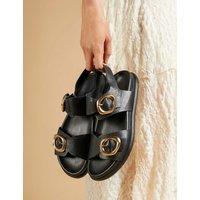 Leather Buckle Ankle Strap Platform Sandals