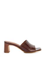 Leather Block Heel Mules