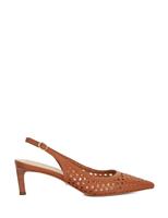 Leather Woven Kitten Heel Slingback Shoes
