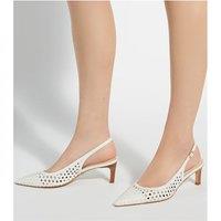 Leather Woven Kitten Heel Slingback Shoes