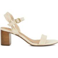 Dune London Leather Ankle Strap Block Heel Sandals Ecru