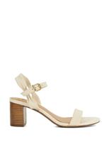 Dune London Leather Ankle Strap Block Heel Sandals Ecru