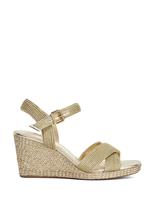 Metallic Raffia Wedge Sandals