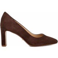 Leather Block Heel Chisel Toe Court Shoes