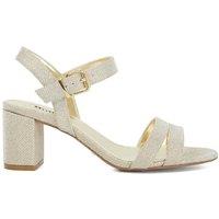 Dune London Wide Fit Glitter Block Heel Sandals Gold