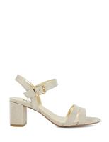 Dune London Wide Fit Glitter Block Heel Sandals Gold