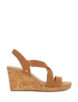 Leather Crossover Wedge Sandals