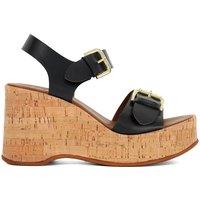 Leather Ankle Strap Wedge Platform Sandals