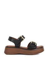 Dune London Buckle Flatform Square Toe Sandals Brown
