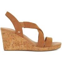 Dune London Leather Crossover Wedge Sandals Tan