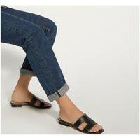 Leather Cutout Block Heel Sliders