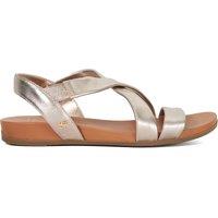 Wide Fit Leather Metallic Flat Sandals