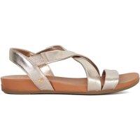 Dune London Wide Fit Leather Metallic Flat Sandals Silver