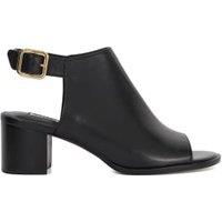 Leather Block Heel Peep Toe Sandals