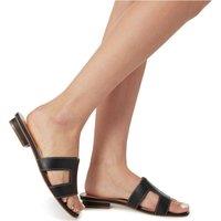 Wide Fit Leather Flat Sliders