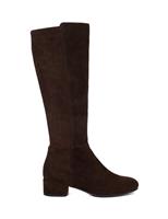 Dune London Suede Block Heel Knee High Boots Brown