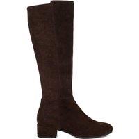 Dune London Suede Block Heel Knee High Boots Brown
