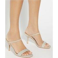Glitter Stiletto Heel Square Toe Sandals