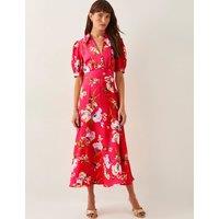 Floral V-Neck Button Front Midi Shirt Dress