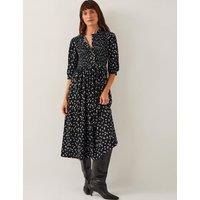 Jersey Floral Midi Shirred Waisted Dress
